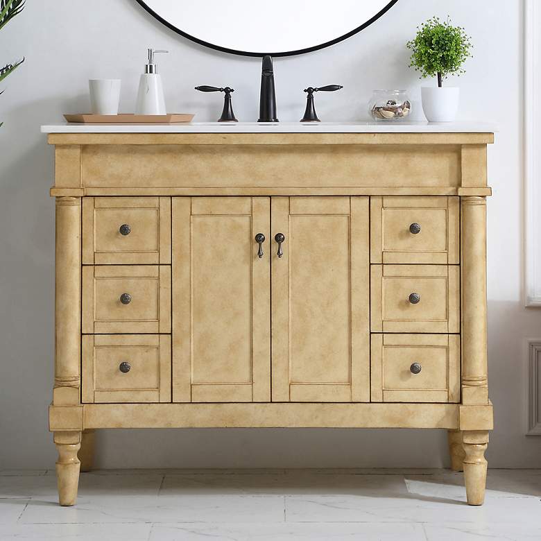 Image 1 42 Inch Single Bathroom Vanity In Antique Beige
