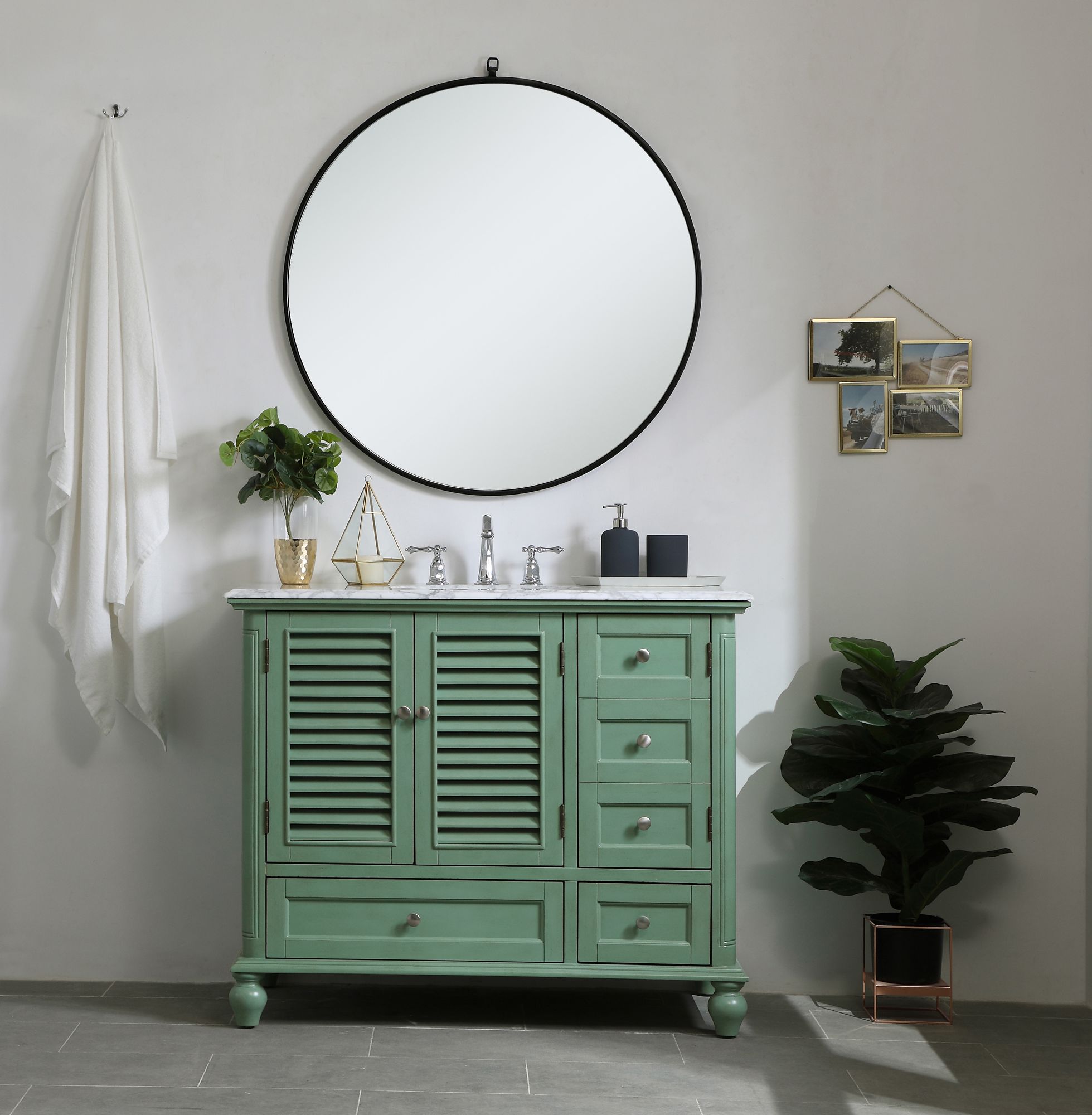 42 Inch Single Bathroom Vanity In Vintage Mint