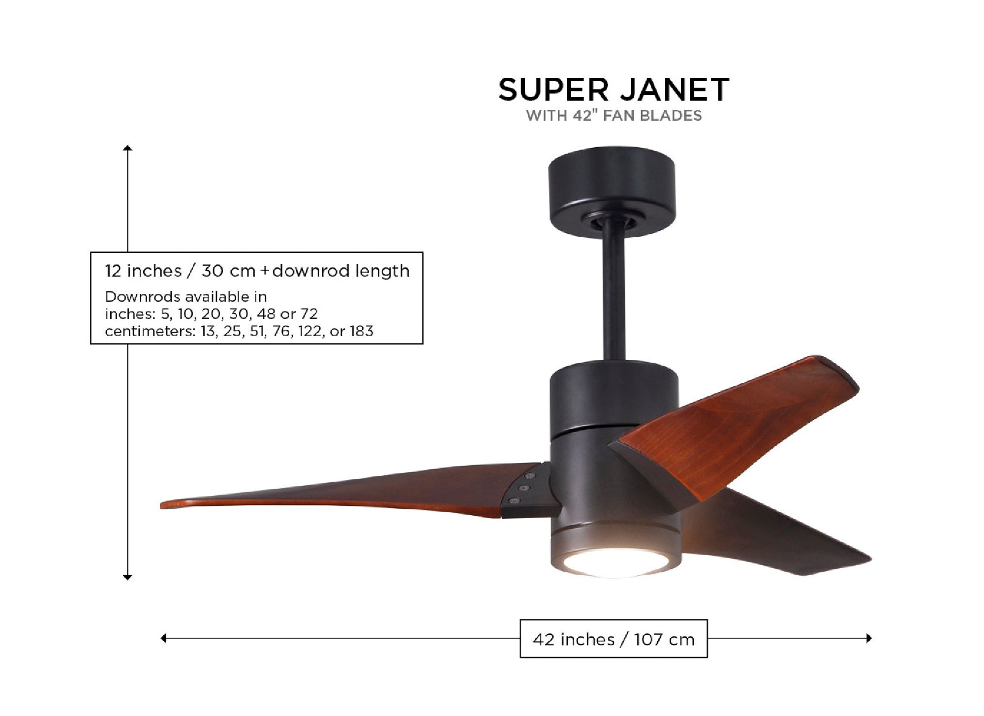 42" Super Janet Bronze LED Ceiling Fan with Walnut Blades
