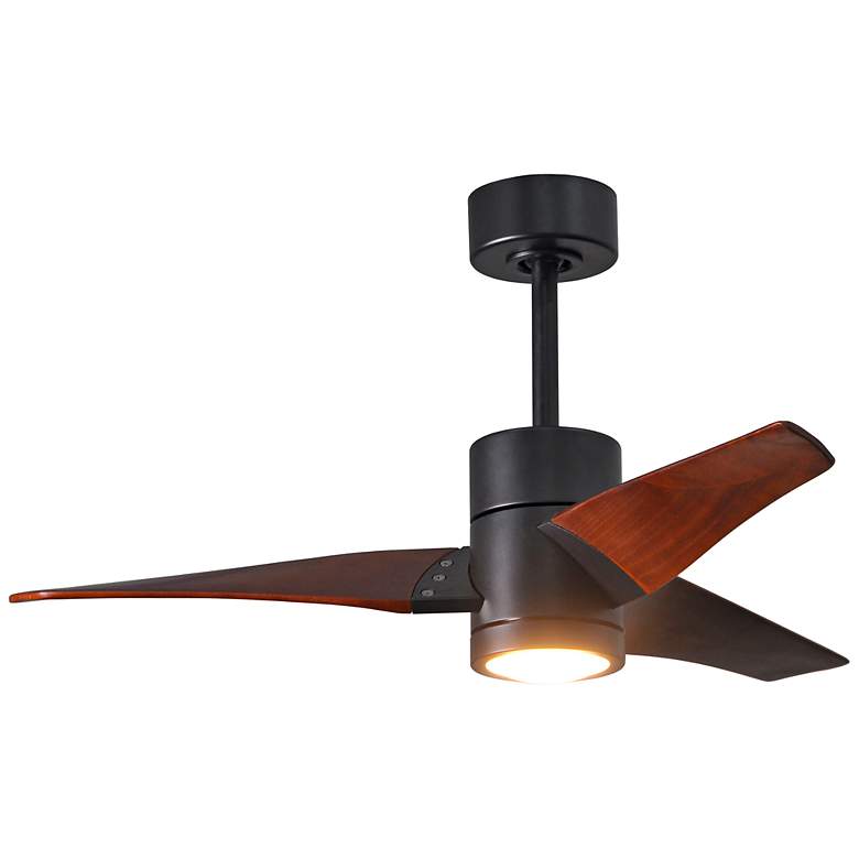 Image 2 42" Super Janet Matte Black LED Ceiling Fan w/ Walnut Blades