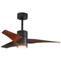42" Super Janet Matte Black LED Ceiling Fan w/ Walnut Blades
