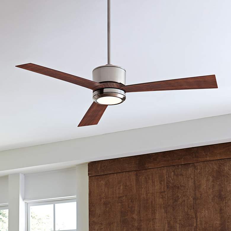 Image 1 42" Vision II Steel and Teak LED Ceiling Fan with Remote