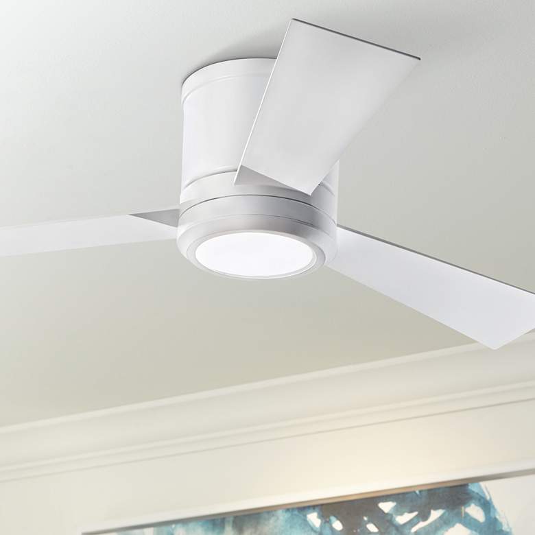 Image 1 42" Visual Comfort Clarity II Matte White LED Hugger Fan with Remote