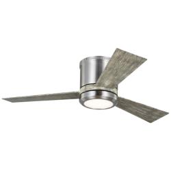 42" Visual Comfort Clarity Max Brushed Steel Hugger Fan with Remote