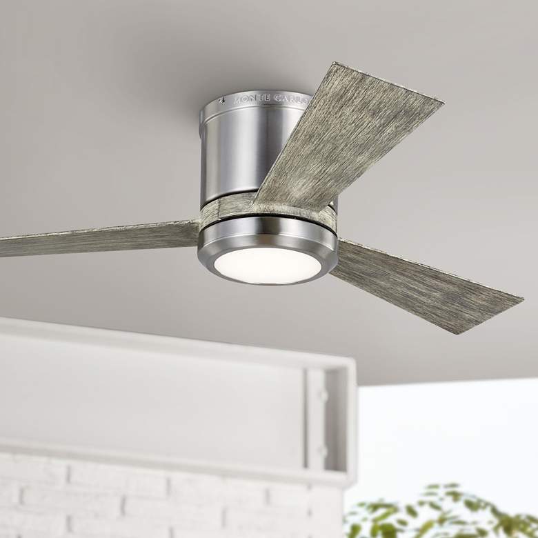 Image 1 42" Visual Comfort Clarity Max Brushed Steel Hugger Fan with Remote