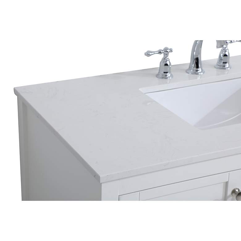 Image 7 42-Inch White Single Sink Bathroom Vanity W/ White Calacatta Quartz Top more views