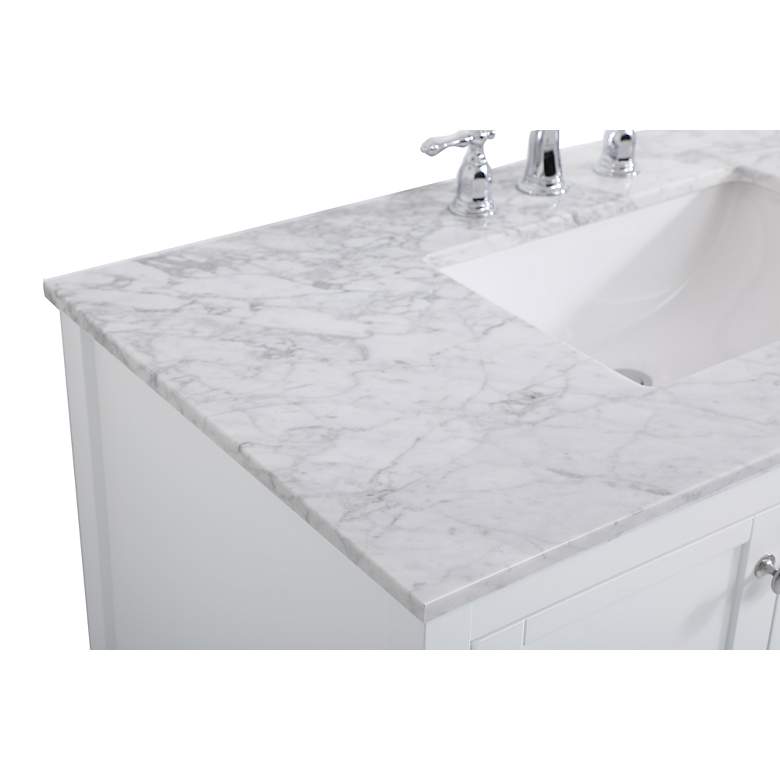 Image 6 42-Inch White Single Sink Bathroom Vanity With Carrara White Marble Top more views