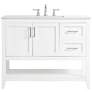 42-Inch White Single Sink Bathroom Vanity With White Calacatta Quartz Top