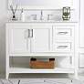 1_42-Inch White Single Sink Bathroom Vanity With White Calacatta Quartz Top