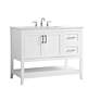 3_42-Inch White Single Sink Bathroom Vanity With White Calacatta Quartz Top more views