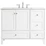 42-Inch White Single Sink Bathroom Vanity With White Calacatta Quartz Top