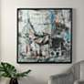 1_42" x 42" Streetside Sketch Black Frame Hand Painted Canvas Wall