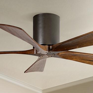 42" Matthews Irene-5H Bronze and Walnut Hugger Ceiling Fan with Remote