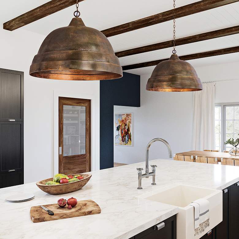 Image 1 Capital Sedona 28" Wide Oxidized Brass Dome Pendant Light in scene