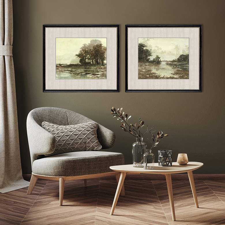 Image 1 Sunset Pond I 30" Wide 2-Piece Giclee Framed Wall Art Set in scene