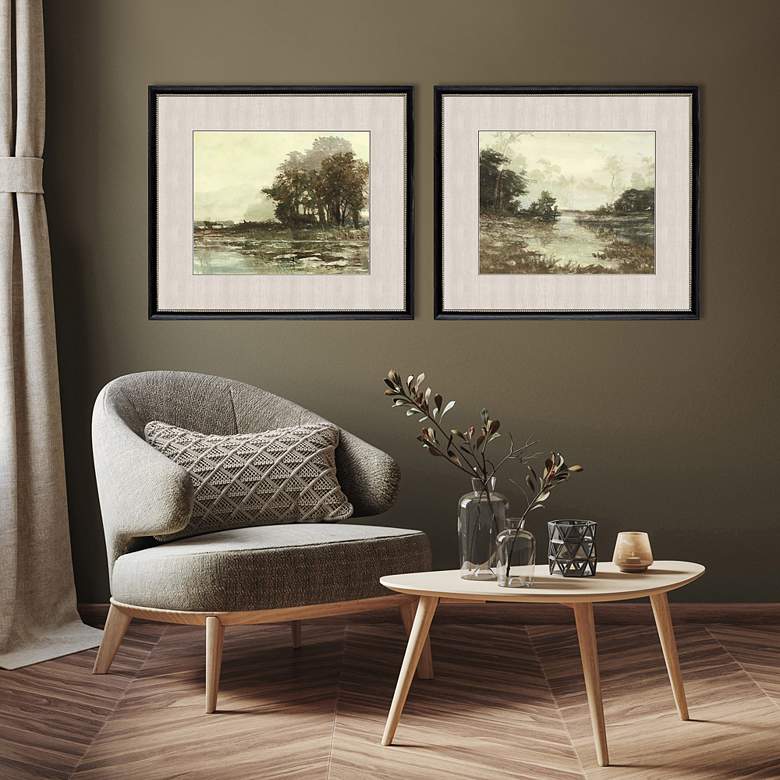 Image 1 Sunset Pond I 30 inch Wide 2-Piece Giclee Framed Wall Art Set in scene