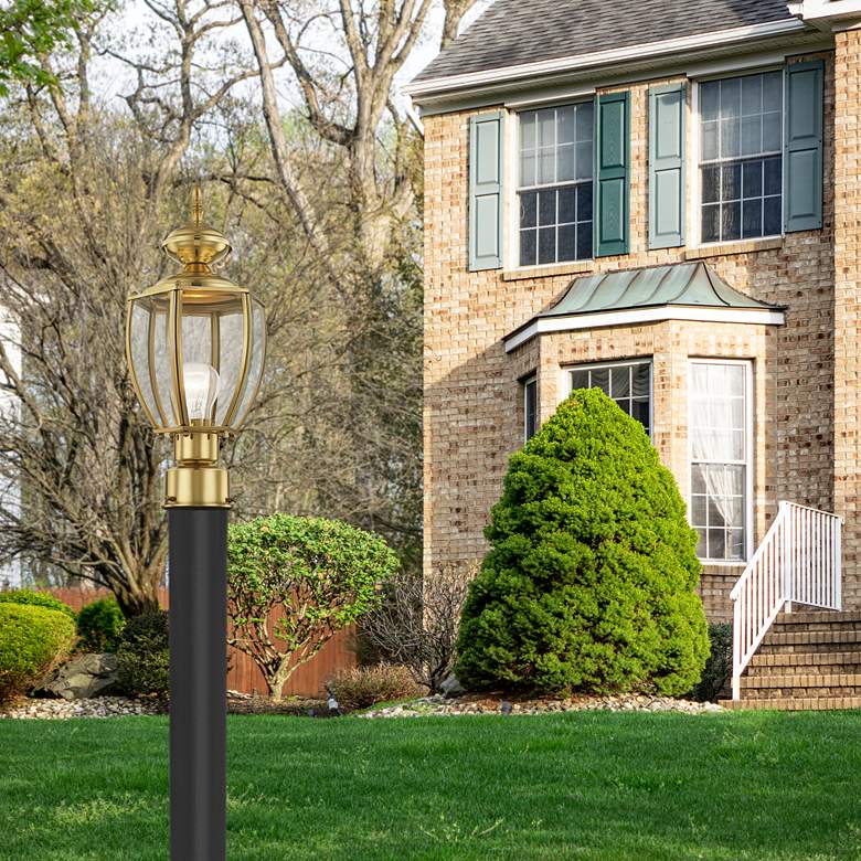 Image 1 Outdoor Basics 16 1/2"H Polished Brass Outdoor Post Light in scene