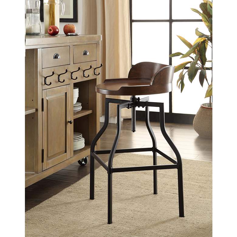 Image 1 Marais Chestnut Wood Adjustable Swivel Bar Stool in scene
