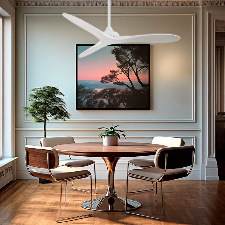 Image 1 60" Minka Aire Vapor Flat White Outdoor Ceiling Fan with Remote in scene