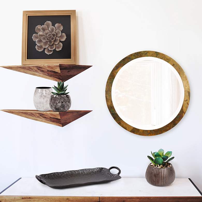 Image 1 Camou Acid Washed Copper 15 inch Round Wall Mirror in scene