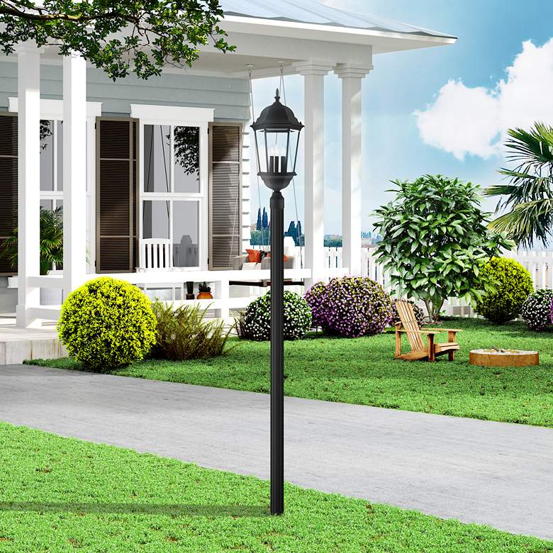 Image 1 Livex Lighting Hamilton 27 1/2" High Textured Black Outdoor Post Light in scene