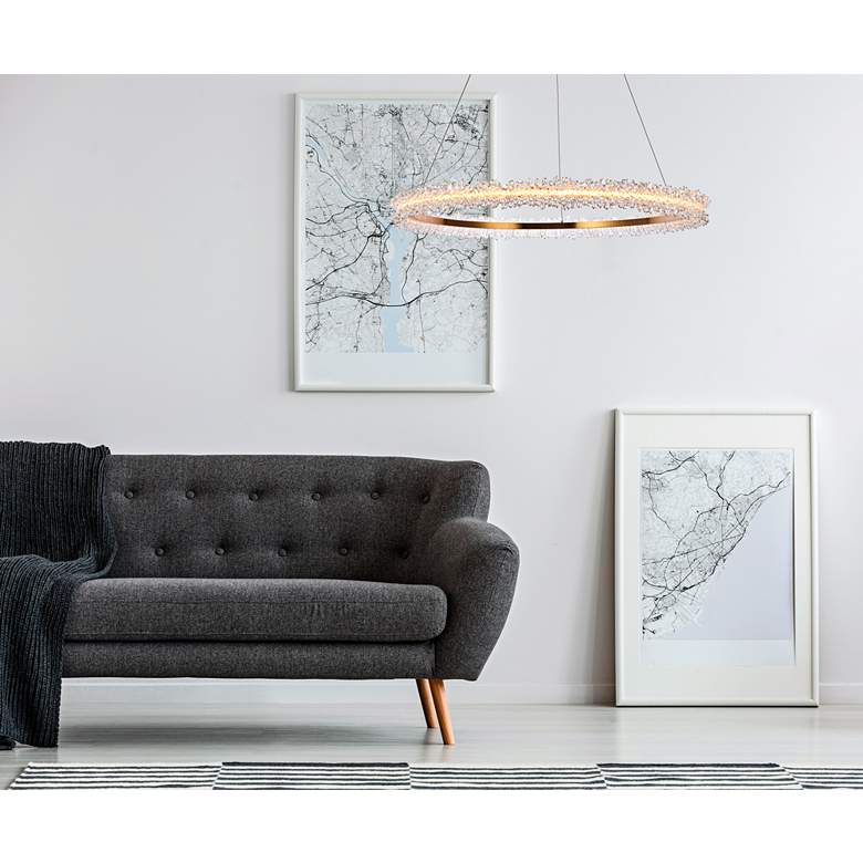 Image 1 Laurel 34" Wide Gold Crystal LED Ring Pendant Light in scene
