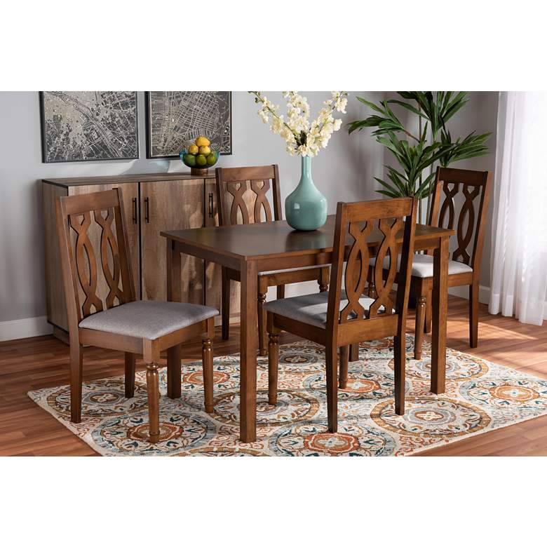 Image 1 Baxton Studio Cherese Walnut Brown Wood 5-Piece Dining Set in scene