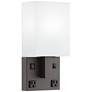 42E78 - 13"H ADA Bronze Plug In HB/Wall Lamp 1USB 2Outlets