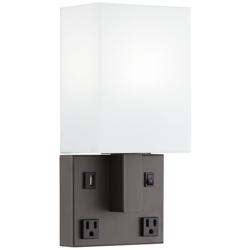 42E78 - 13&quot;H ADA Bronze Plug In HB/Wall Lamp 1USB 2Outlets