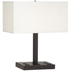 42E95 - 20&quot; Dark Bronze Table Lamp with 2 Outlets and 2 USB
