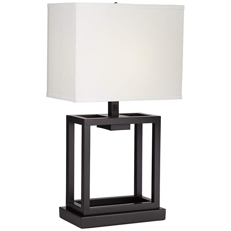 Image 1 42E98 - 26 inch Dark Bronze Cubic Table Lamp with Rocker Switch