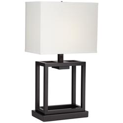 42E98 - 26&quot; Dark Bronze Cubic Table Lamp with Rocker Switch