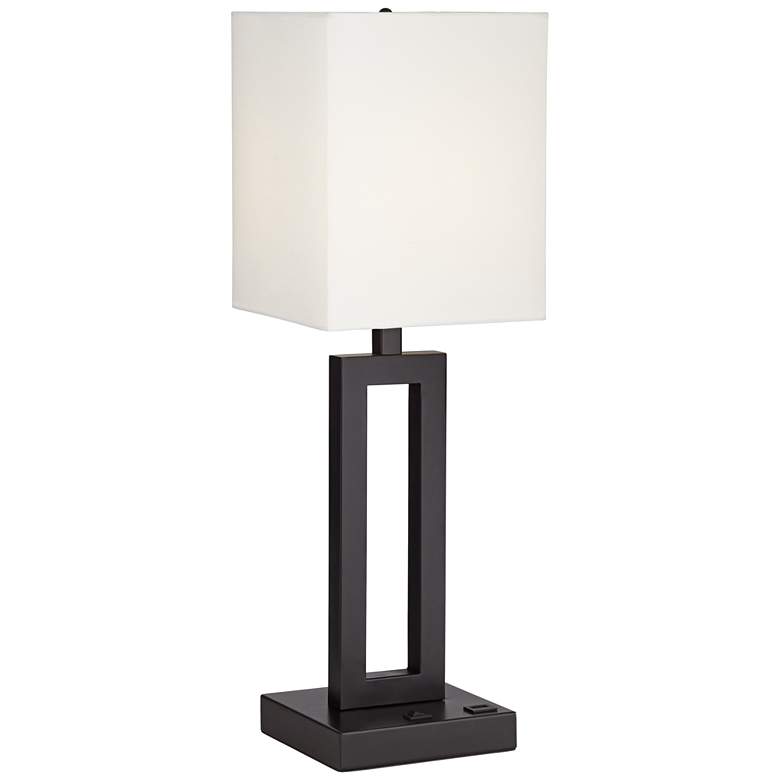 Image 2 42F01 - 24 inch Dark Bronze Table Lamp with USB Outlet