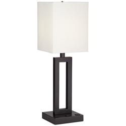 42F01 - 24&quot; Dark Bronze Table Lamp with USB Outlet