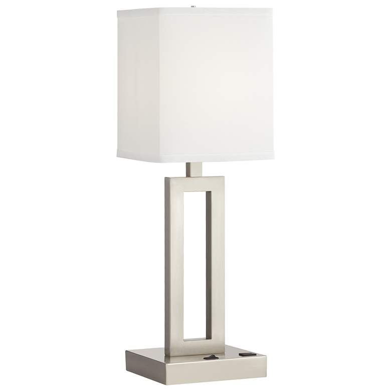 Image 1 42F02 - 24 inch Brushed Nickel Table Lamp with USB Outlet