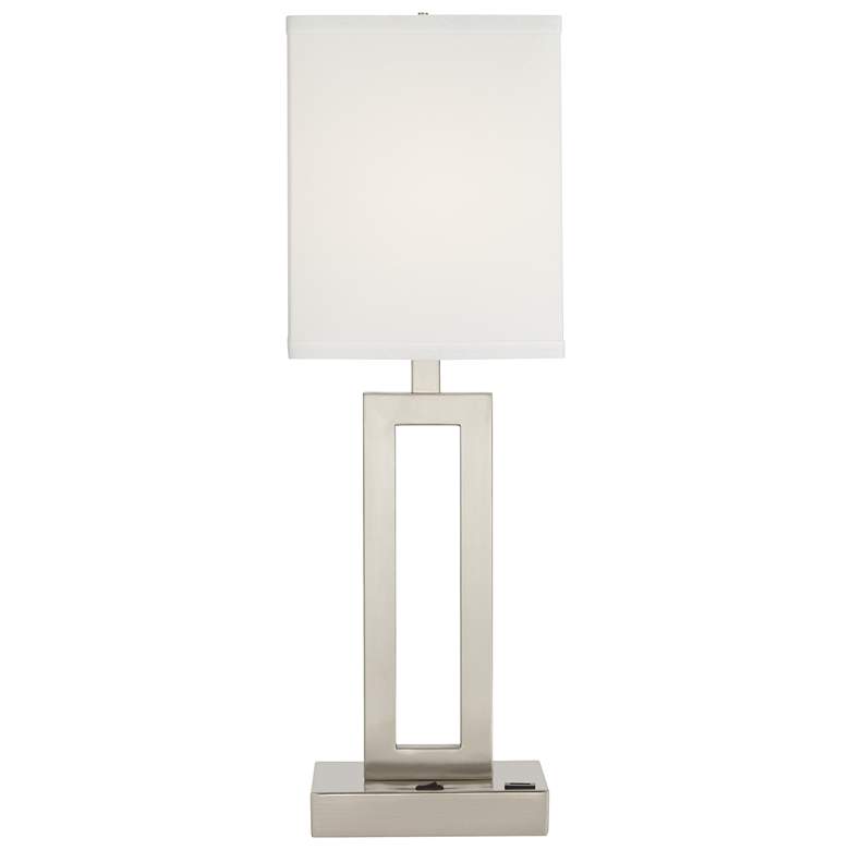 Image 2 42F02 - 24 inch Brushed Nickel Table Lamp with USB Outlet more views