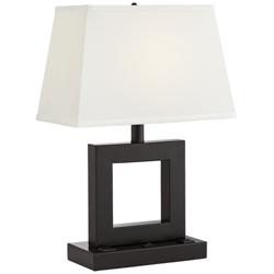 42F60 - 20&quot;H Bronze Square Body Table Lamp with 2 Outlets