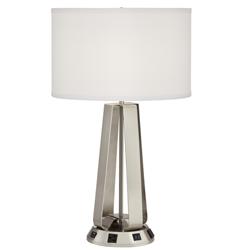 42F84 -25&quot;Brushed Nickel Curved Table Lamp wUSB and 2Outlets