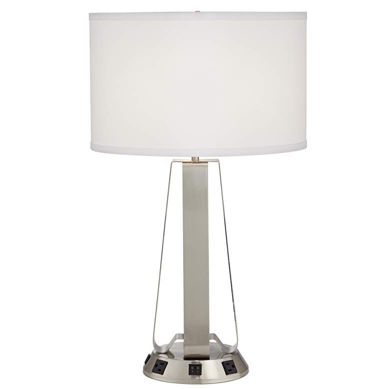Image 3 42F84 -25"Brushed Nickel Curved Table Lamp wUSB and 2Outlets more views