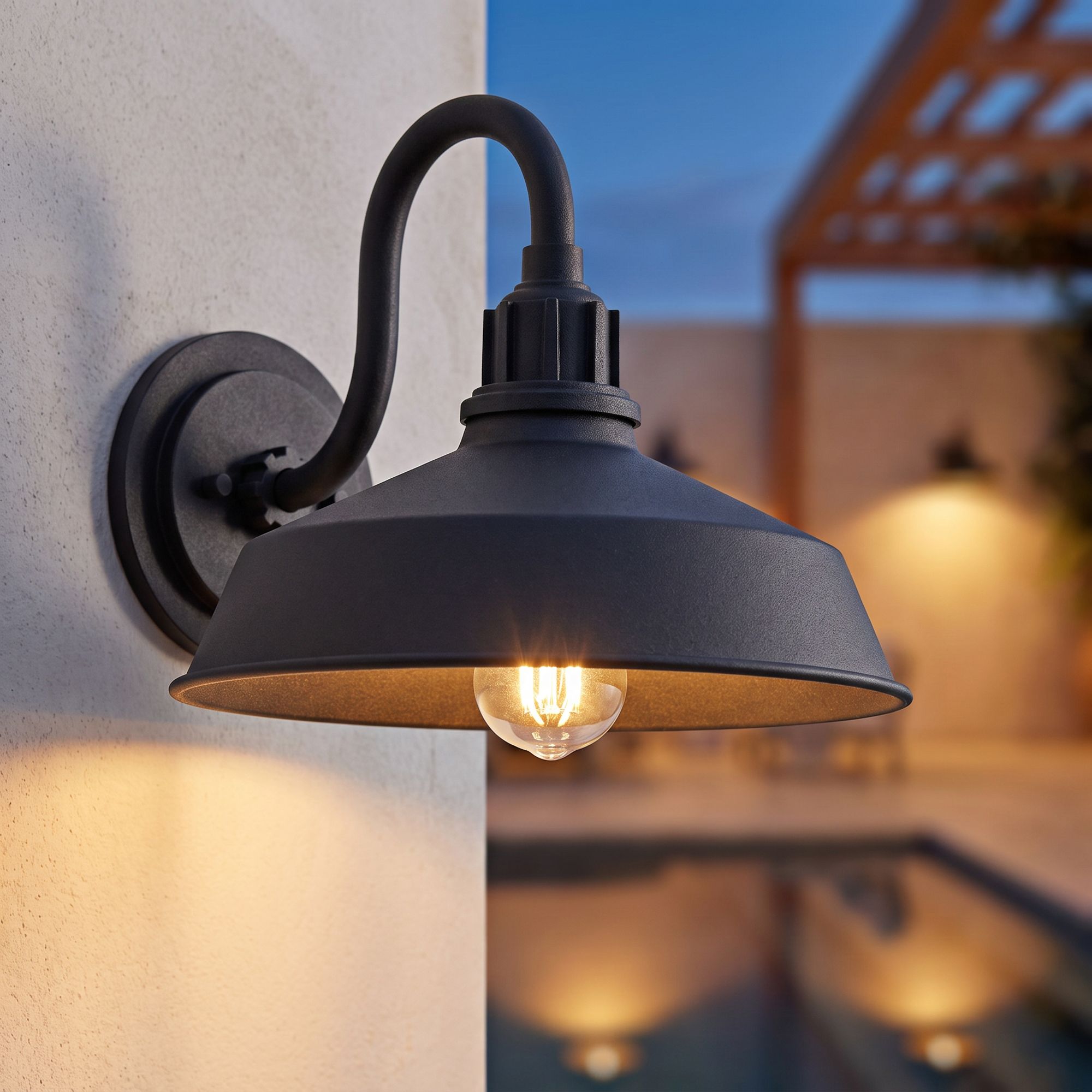 Image 1 FIW Arnett 12 1/4" Wide Textured Black Outdoor Barn Wall Light in scene