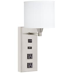 42G06- Nickel PlugIn HeadBoard/Wall Lamp wUSB and Outlets