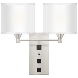 42G13 - Direct Wire Double Wall Lamp with 2 Outlets - 1 USB