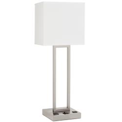 42G49 -Brushed Nickel Table Lamp with Square Tube Body 1xUSB