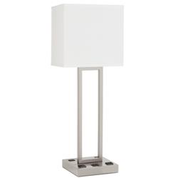 42G51 - Brushed Nickel Table Lamp with Square Tube 2xUSB