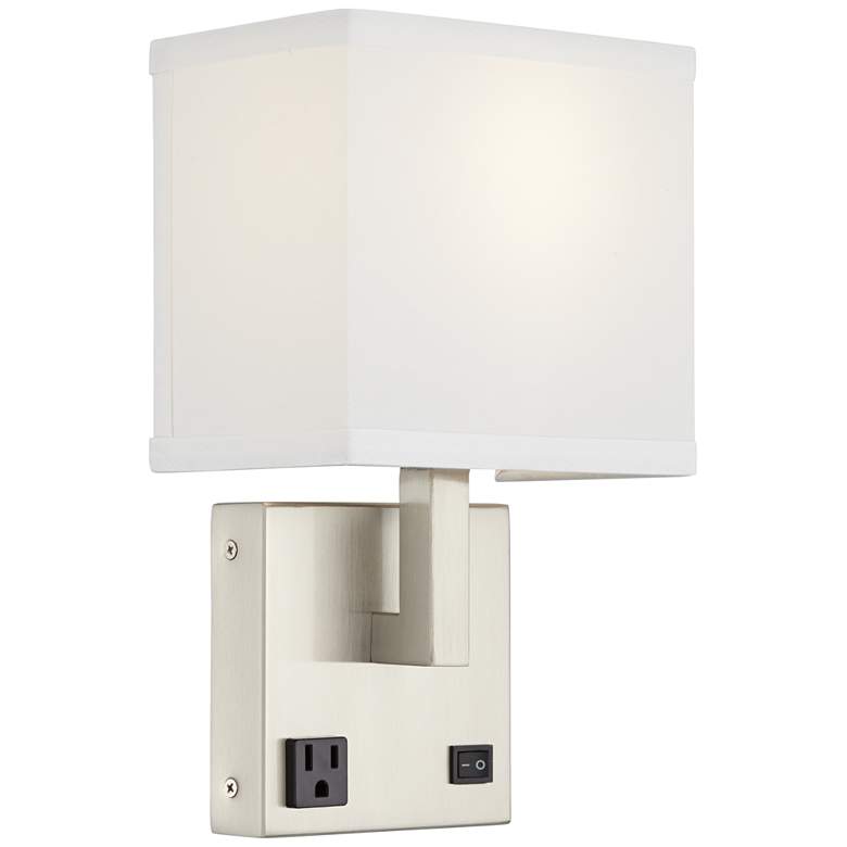 Image 1 42G52 - Brushed Nickel Wall Lamp with Outlet