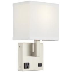 42G52 - Brushed Nickel Wall Lamp with Outlet