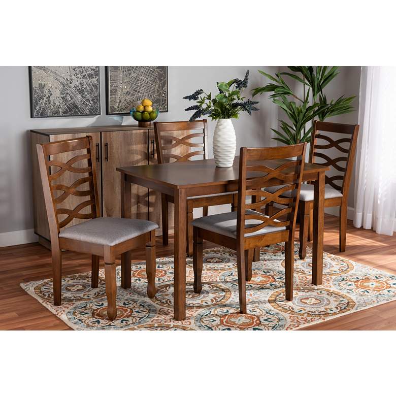 Image 1 Baxton Studio Lanier Walnut Brown Wood 5-Piece Dining Set in scene