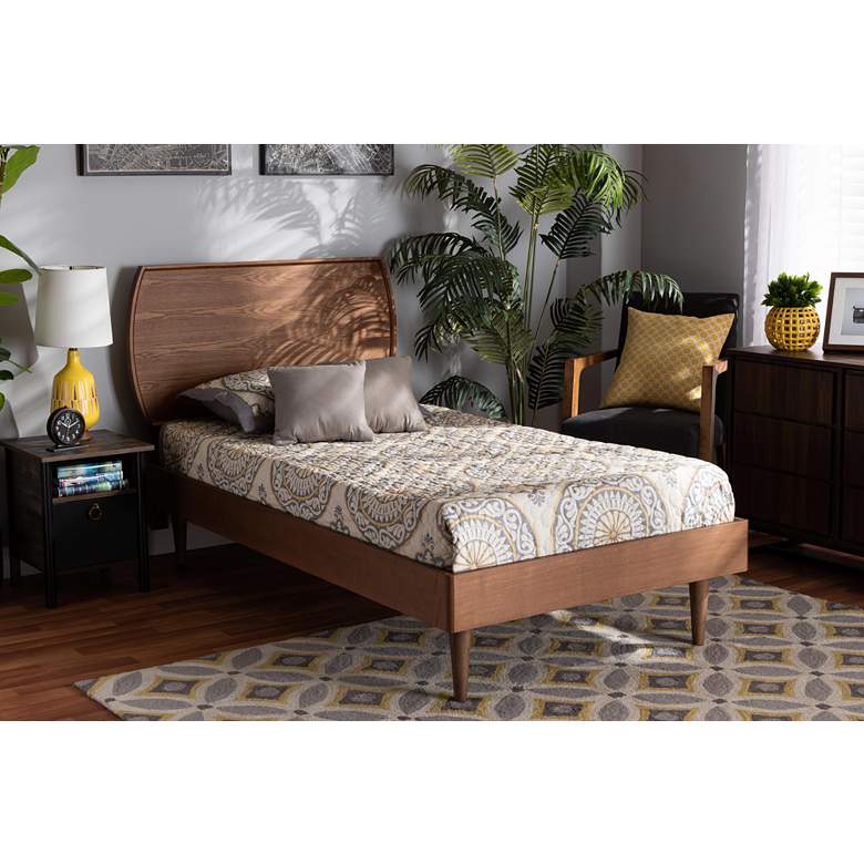 Image 1 Baxton Studio Yori Walnut Brown Wood Twin Size Platform Bed in scene
