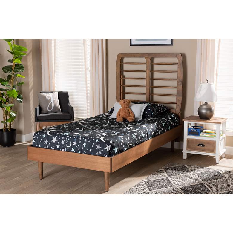 Image 1 Baxton Studio Rayna Walnut Brown Wood Twin Size Platform Bed in scene