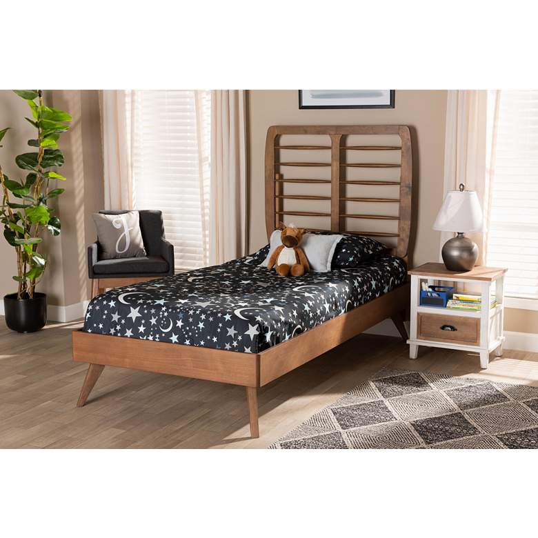 Image 1 Baxton Studio Yana Walnut Brown Wood Twin Size Platform Bed in scene